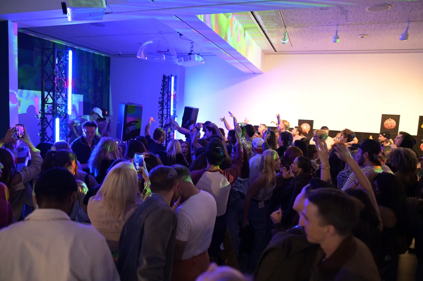 A packed gallery dance floor at the Oceanside Museum of Art